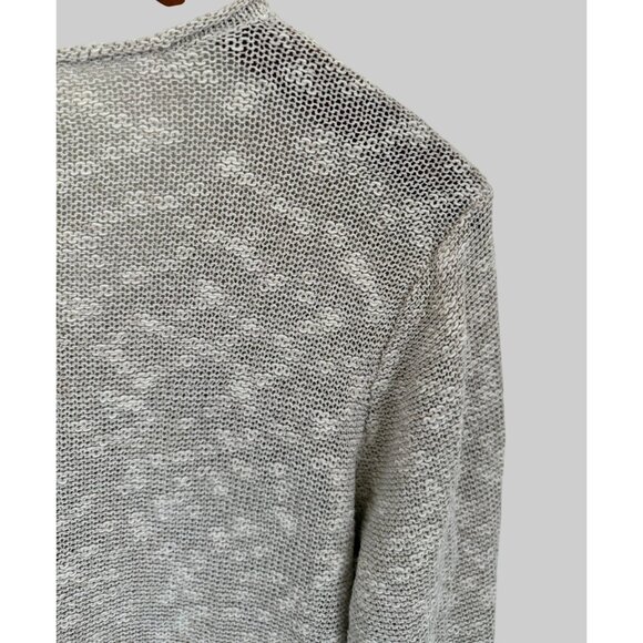 Eileen Fisher Linen Light Beige Knit Sweater Top With Long Sleeves & Scoop Neck - Picture 3 of 8